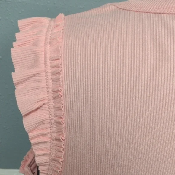 NEW Nine West Pink Ruffle V-Neck Tank Top - Picture 6 of 10